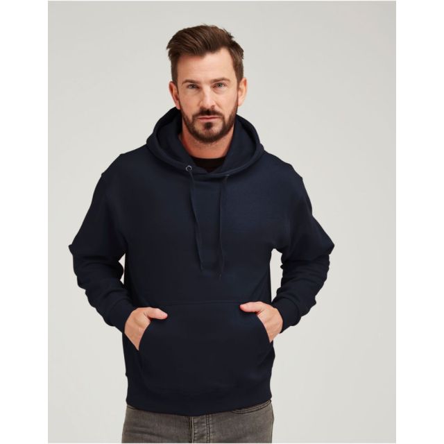 Model wearing Navy Ultimate Clothing Company Everyday Hooded Sweat