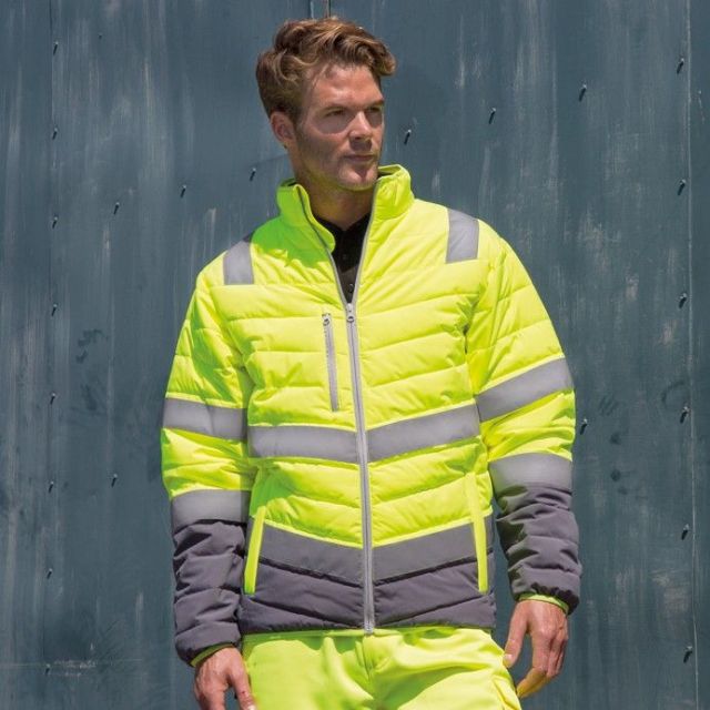 Model wearing Result Safe-Guard Mens Soft Padded Safety Jacket
