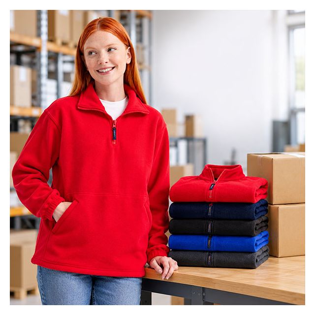 16 Embroidered Premium Quarter Zip Micro Fleece Jacket