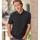 Model wearing Black Tee Jays Mens Heavy Polo