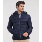 Model wearing Russell Mens Hooded Nano Jacket