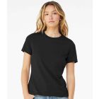 Model wearing Black Heather Bella+Canvas Bella Ladies Relaxed Cvc T Shirt