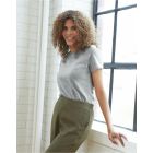 Model wearing Sport Grey Gildan Softstyle® Midweight Womens T Shirt