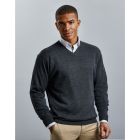 Russell Collection Mens V-Neck Knitted Pullover