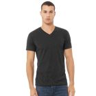 Model wearing Bella+Canvas Unisex Heather Cvc V Neck T Shirt