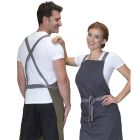 Bib Apron with front pocket, tie waist, and cross back
