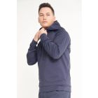 Male model wearing Navy BEHRENS Eco Tech Hoodie