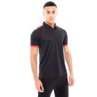 Model wearing Black/Red Heritage Polo Top