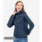 Model wearing Kariban Ladies Lightweight Hooded Padded Jacket