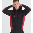 Model wearing Finden + Hales Contrast Hooded Sweatshirt