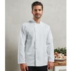 Model wearing Premier Essential Long Sleeve Chefs Jacket