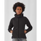 Model wearing B&C Womens Hooded 3-Layer Softshell