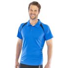 Model wearing Royal & Navy Spiro Mens Team Spirit Polo Shirt