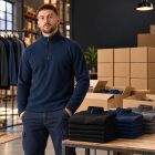 48 Embroidered Zip Neck Micro Fleece