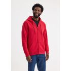 Model wearing Uneek Adults Classic Full Zip Hooded Sweatshirt