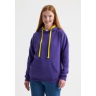 Model wearing Uneek Contrast Hooded Sweatshirt