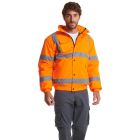 Model wearing Uneek Hi Vis Bomber Jacket