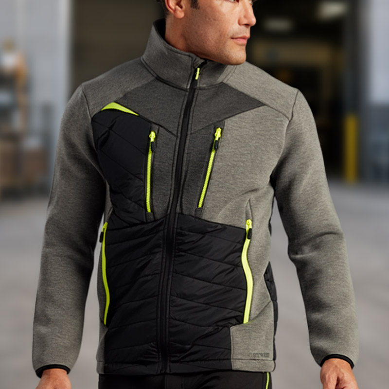 Baffle and padded jackets for warm insulated workwear and cold-weather staff clothing
