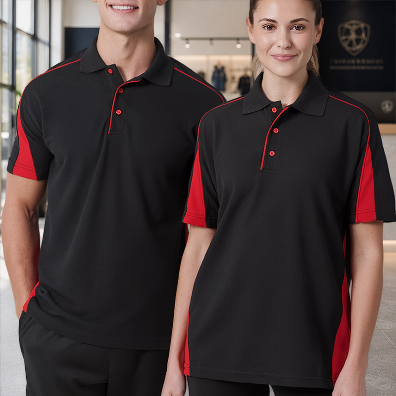 Contrast polo shirts and two-tone polo shirts for branded work uniforms