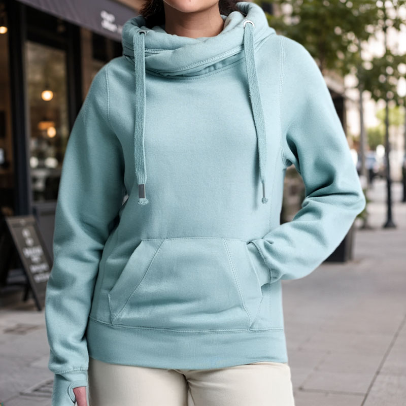 Cowl neck hoodies for relaxed branded clothing, casual teamwear, clubs and events