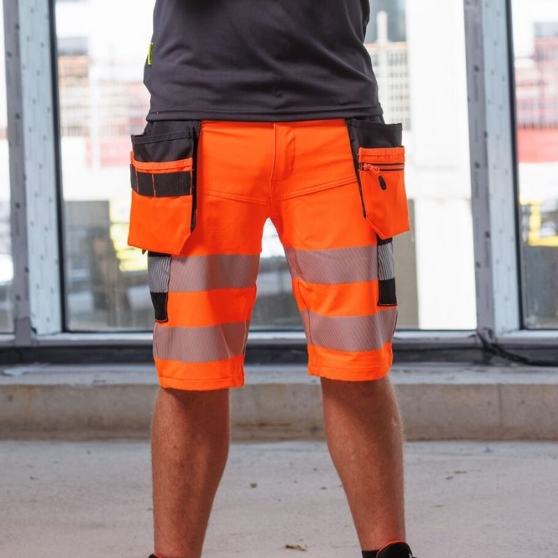 Hi vis shorts and high visibility work shorts for construction, logistics, yards, warehousing, utilities and outdoor teams