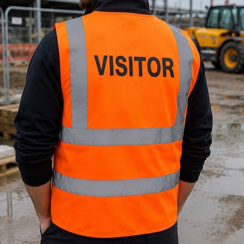Pre-printed hi vis vests for Fire Warden, First Aid, Security, Staff, Visitor and Steward role identification