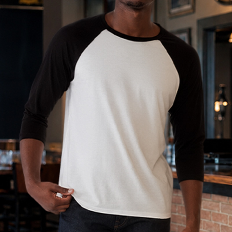 Three quarter sleeve T shirts and raglan T shirts for print, events, merchandise and casual teamwear