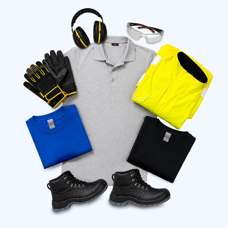 Workwear, PPE, safety footwear, hi vis clothing, printed T-shirts and branded uniforms for UK business teams