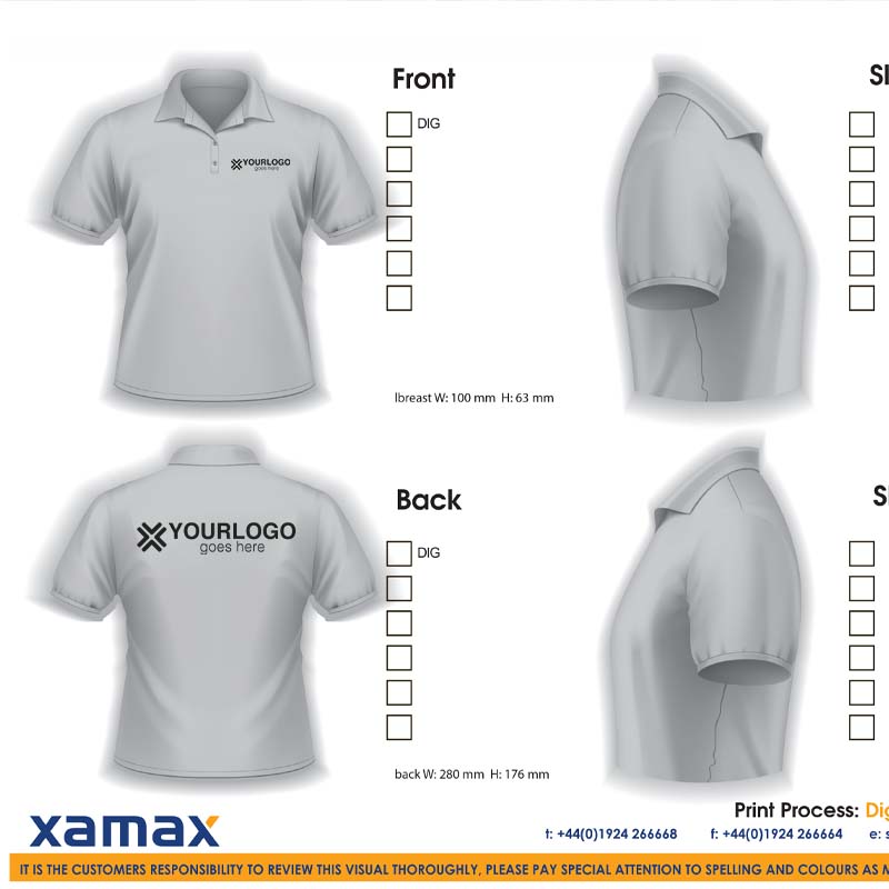 Digital sample showing logo position on branded workwear before production
