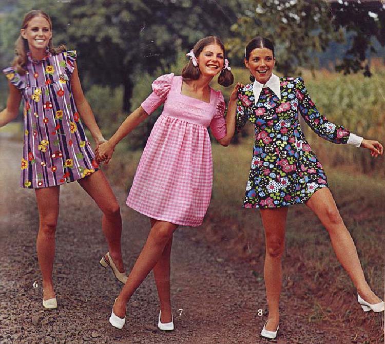 3 women wearing 1960's clothing