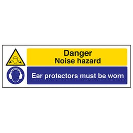 Danger Noise Hazard. ear protectors must be worn sign