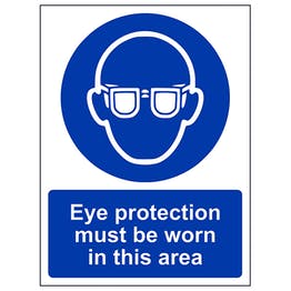 Eye protection must be worn in this area sign in portrait