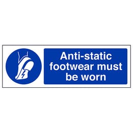 Anti-static footwear must be worn sign in landscape