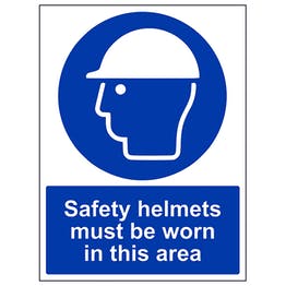Safety helmets must be worn sign