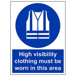 High visibility clothing must be worn in this area sign in portrait