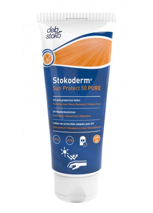 Image shows Deb Stokoderm Sun Protect 50 PURE sun cream