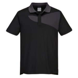 PW210 Polo Shirt in Black and Zoom Grey