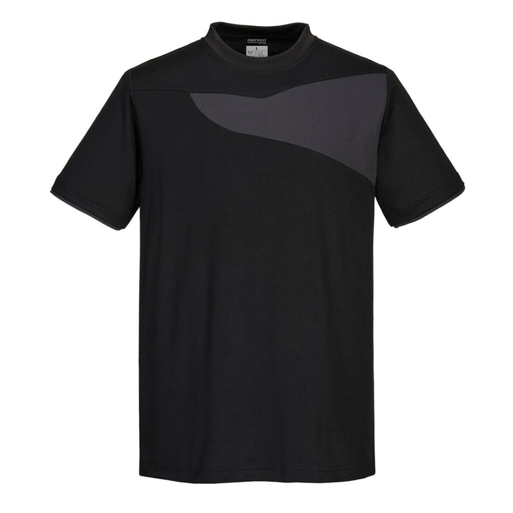 PW211 T Shirt in Black & Zoom Grey