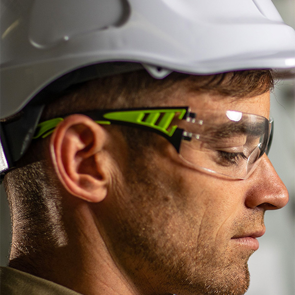 Man wearing safety glasses