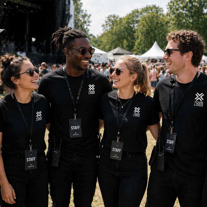 Event staff example in custom t-shirts.