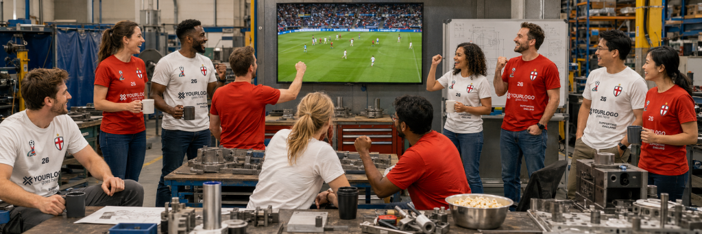People at work watching football in a workshop